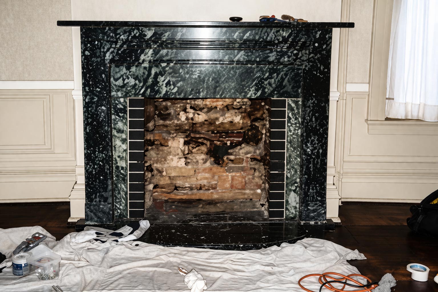 Before Bellfire fireplace installation
