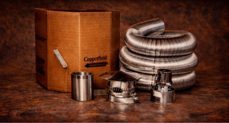 Gas vent kits and related chimney components